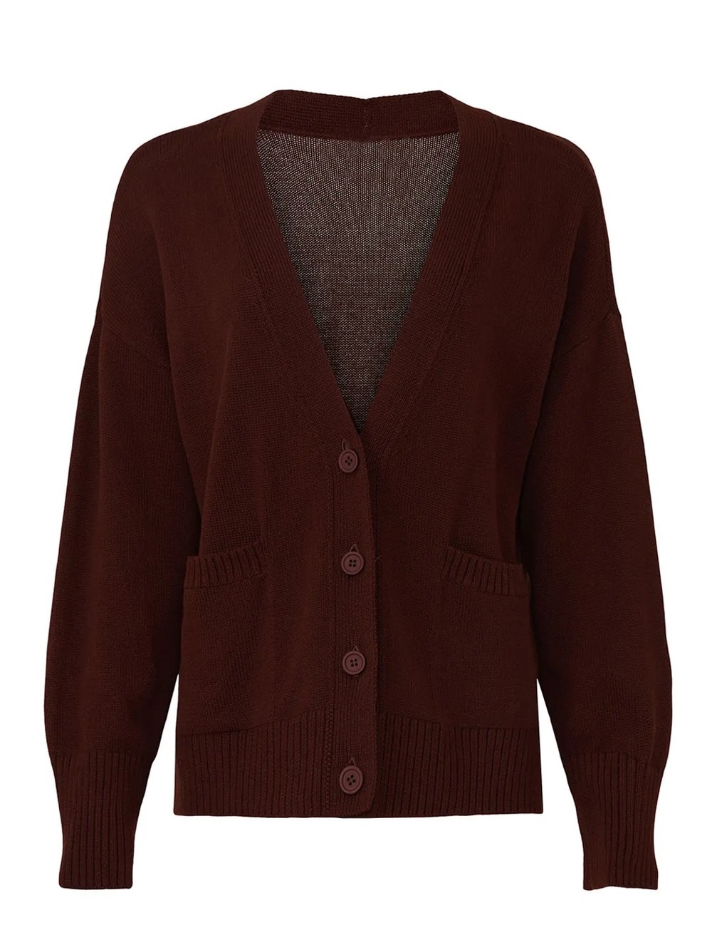 525 America Relaxed Pocket Cardigan Burgundy Brown Cotton Sweater M